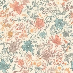 "Chromatic Bouquets: AI-Crafted Floral Patterns". Seamless Pattern.
