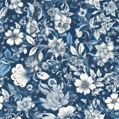 "AI's Floral Symphony in Color". Seamless Pattern.