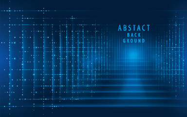 Future technology digital background. Abstract Blue Digital cyberspace and light lines network connections concept. - obrazy, fototapety, plakaty