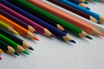 colour pencils on a light background