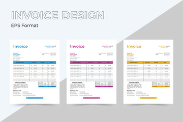 Business invoice design template for office bill, form, business invoice etc.
