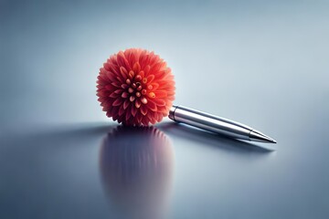 pen with red pompom ball