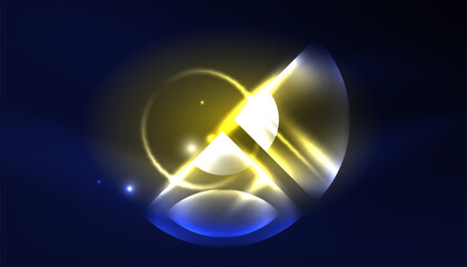 Abstract background vector neon glowing geometric elements. Hi-tech design for wallpaper, banner, background, landing page, wall art, invitation, prints, posters