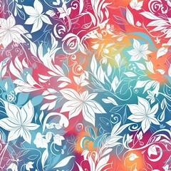 "Seamless Color Explosion: Floral Patterns". Seamless pattern. ai generated.