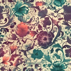 "Seamless Floral Artistry in Full Bloom". Seamless pattern. ai generated.