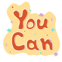 Groovy lettering You can. Positive motivational quote. Trendy t shirt design. Vintage style design. Vector groovy illustration