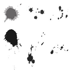 set of artistic ink drops, set of ink blots, set of ink drops 