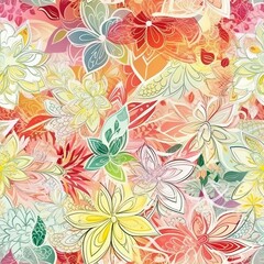 "Floral Symphony: Seamless Color Patterns". Seamless pattern. ai generated.