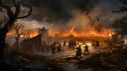 Nightfall Inferno: Generative AI War Scene