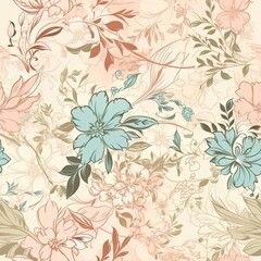 "Vivid Floral Elegance: Seamless Patterns". Seamless pattern. ai generated.