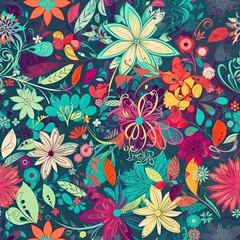 Rucksack "Vivid Floral Elegance: Seamless Patterns". Seamless pattern. ai generated. © Metodi