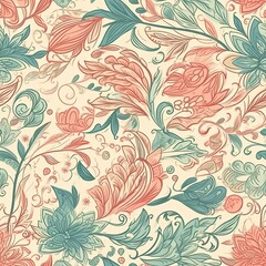 "Vivid Floral Elegance: Seamless Patterns". Seamless pattern. ai generated.