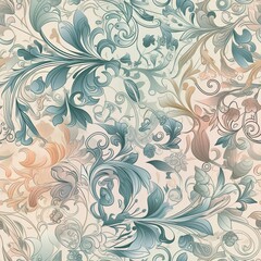"Seamless Rainbow Blossoms: Floral Patterns". Seamless pattern. ai generated.