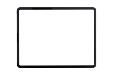 Tablet with blank screen isolated on white background.