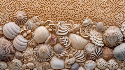 Sandy seashell texture with intricate patterns and ridges