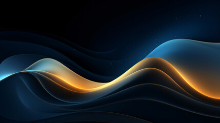 Abstract dark blue wavy gold line curve background
