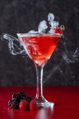 Berry Martini with dry ice