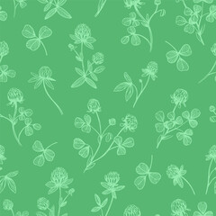 Red clover seamless vector pattern.  Desing for fabric and package. Floral elements
