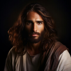 Jezus Chrystus - twarz Zbawiciela Świata. Portret Boga.  - obrazy, fototapety, plakaty