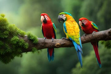red and green macaw - obrazy, fototapety, plakaty