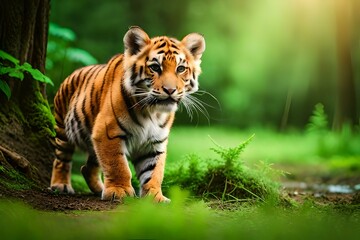 Naklejka na ściany i meble tiger in the jungle