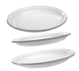 Disposable plastic plate isolated on white, clipping path