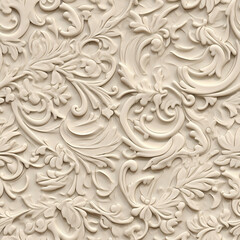 seamless repeat white decorative pattern with swirly designs