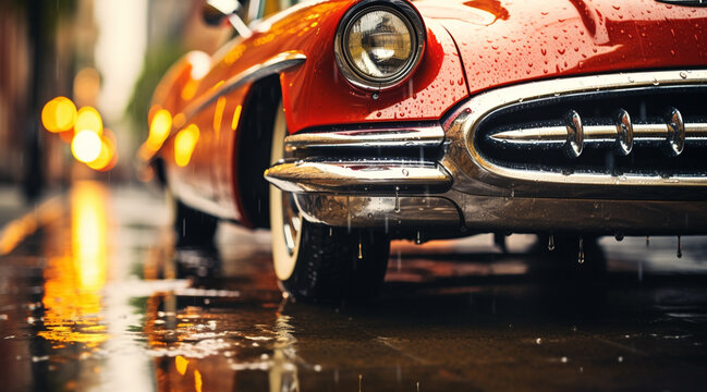 水滴が滴るかっこいい車の写真風イラスト