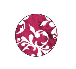 Różowy okrągły wzór ornamentalny, ręcznie rysowana ilustracja © workszop