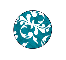 Turkusowy okrągły wzór ornamentalny, ręcznie rysowana ilustracja © workszop