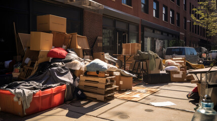 Homeless tent camp on a city street