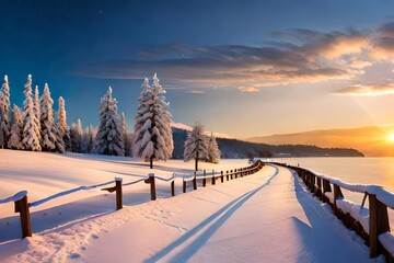 winter landscape with snow