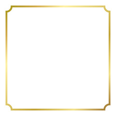 Gold frame ornament corner square gold frame 1-1 golden border on transparent background PNG