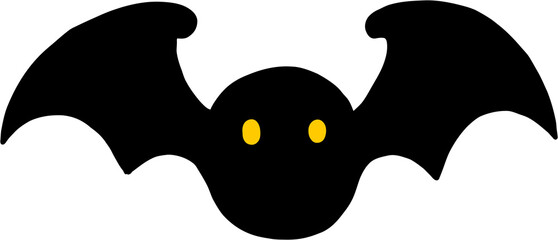 freehand drawing of halloween bat flat design.