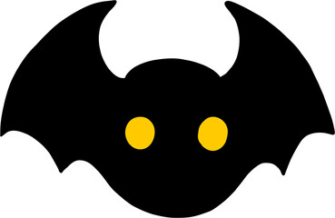 freehand drawing of halloween bat flat design.