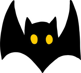 freehand drawing of halloween bat flat design.