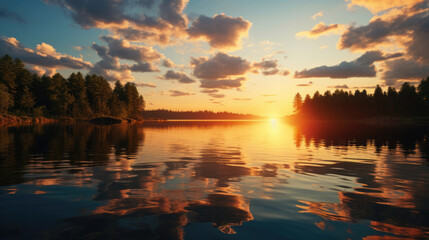 Obraz premium sunset over the lake