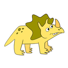 Cute funy dinosaur drawing for kids, kids clipart design. Colorful hand drawn cartoon style. illustration of dinosaurs isolated on background © Evgeniia