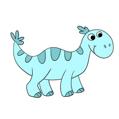 Cute dinosaur, drawing for children. Colorful hand drawn dinosaur in cartoon style. illustration of dinosaurs isolated on background