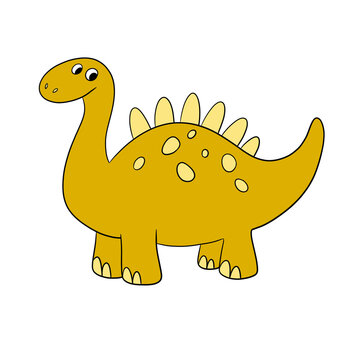 Cute dinosaur drawing for kids, kids clipart design. Colorful hand drawn cartoon style. illustration of dinosaurs isolated on background. Cute cartoon animal