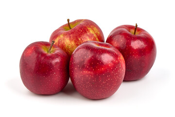 Shiny red apples, isolated on white background.