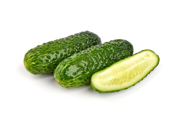 Cucumbers, isolated on white background. High resolution image.