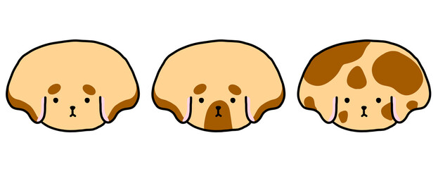 Yellow Brown Dog Head Cartoon illustration Set Collection