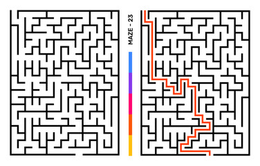 Abstract Maze Puzzle Labyrinth With Entry And Exit. Maze For Activity Book. Problem-Solving Puzzles Games For Workbook. Vector illustration - EPS 10