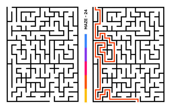 Abstract Maze Puzzle Labyrinth With Entry And Exit. Maze For Activity Book. Problem-Solving Puzzles Games For Workbook. Vector illustration - EPS 10