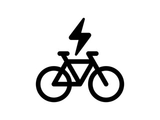 E-bike, electric bicycle icon. Bicycle charging station symbol. High quality black icon.