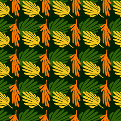 Tropical leaves background. Matisse inspired decoration wallpaper. Simple organic shape seamless pattern.