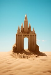 A cheerful and minimalist interpretation of a sandcastle, capturing the essence of beachside play...