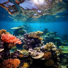 Fototapeta na wymiar Dive into the Depths: A Breathtaking Coral Reef Under Clear Waters