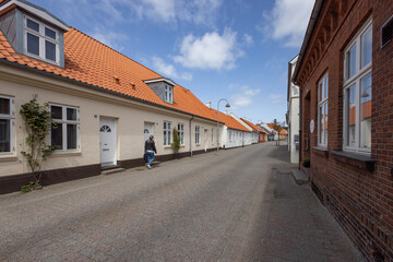 Fototapeta na wymiar Happy walk through Varde city's old town on a great summer's day. West Jutland, Region Southern Denmark.
